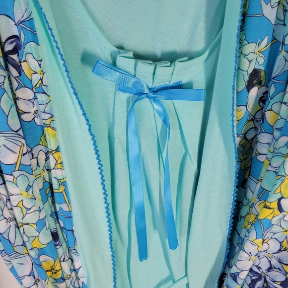 NWT Vintage Pink by Kmart Robe/Chemis Set Teal Floral Size 2XL Cotton Poly Blend - Picture 4 of 12